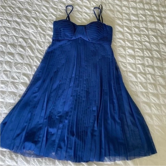 Calvin Klein Blue Pleated mesh Dress - Picture 1 of 7